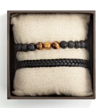 Men's Leather Bracelet S/2 - Black