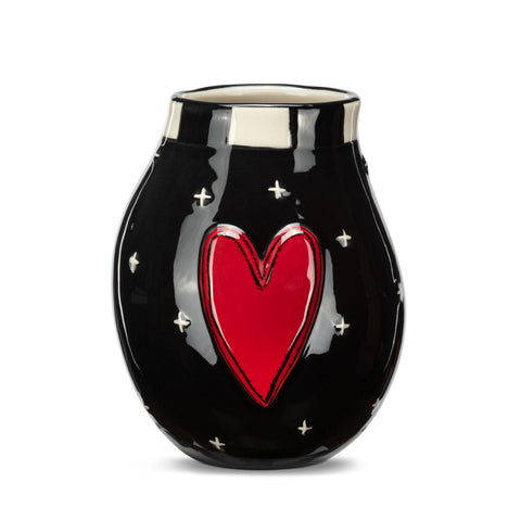 Red Heart and Black Mini Vase