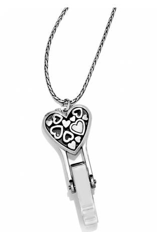 Floating Heart Badge Clip Necklace