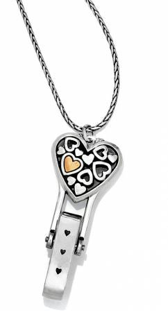 Floating Heart Badge Clip Necklace