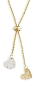 Lariat Charm Necklace - Double Heart