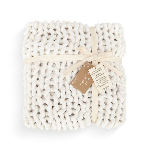 Chunky Knit Blanket - Cream - Comfort Accessory