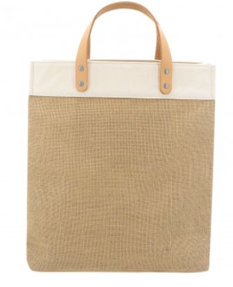 Spring Fun Jute and Leather Tote Bags