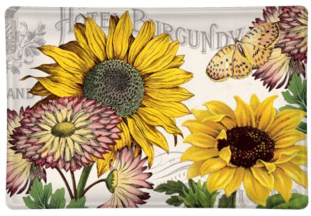 Sunflower Rectangular Glass Soap Dish