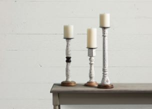 SMALL THIN DISTRESSED CANDLESTICK