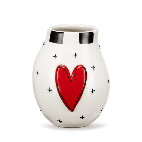 Red heart mini vase