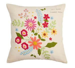 Let Good floral canvas pillow